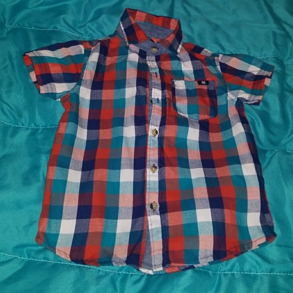 Toddler Boys Multicolored Plaid button down shirt